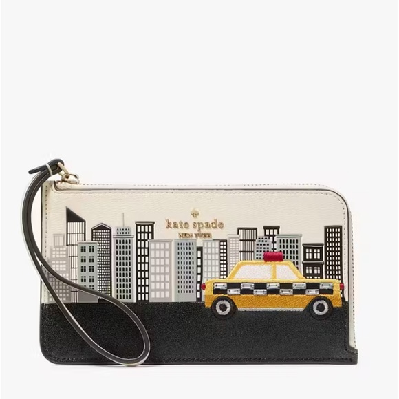 ♠️Kate Spade NYC Big Apple Taxi Small L-Zip Wristlet, Meringue Multi NWT - Picture 1 of 4